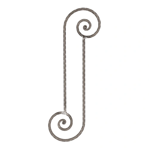 Forged Steel Baluster Panel, S Scroll Design. 12-13/16" W, 33-7/8" H, 8 ...
